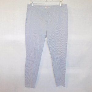 Nanette Lepore Womens L Blue White Pinstripe Striped Crop Pull On Pants